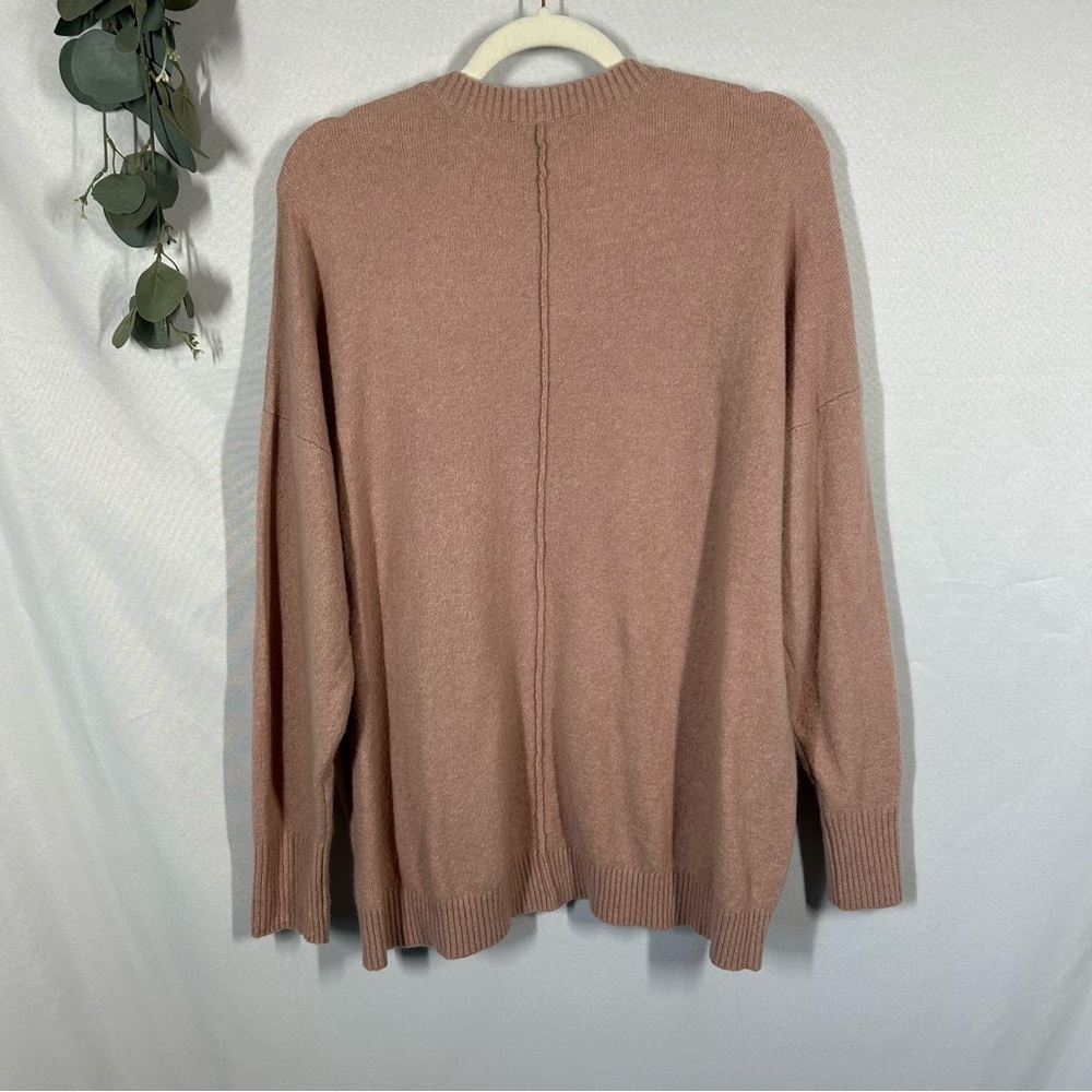 Express | Oversized V Neck Light Pink Sweater Soft Wool Blend Womens Size Medium - Picture 8 of 12